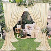 3x3 m Vorhang für Kulissen, Party-Hintergrund Vorhang Hochzeit Hintergrund, Polyester Hintergrund Vorhänge für Geburtstag Baby Dusche Taufe Brautdusche - Beige - Übersicht 1
