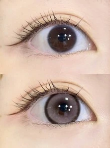 2 片/盒年抛大直径彩色隐形眼镜平光 (0.00) 度数，方便旅行万圣节服装角色扮演 - 奶味珍珠 - 查看 4