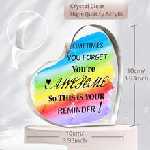 1 Piece Computer Desktop Desk Bedside Home Decoration, Home Heart Shaped Plaque Holiday Birthday Decoration Gift, Creative Desktop Crystal Decoration, Acrylic Thank You Gift Accessories - Clear - View 3