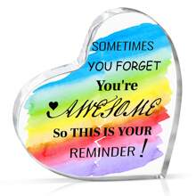 1 Piece Computer Desktop Desk Bedside Home Decoration, Home Heart Shaped Plaque Holiday Birthday Decoration Gift, Creative Desktop Crystal Decoration, Acrylic Thank You Gift Accessories - Clear - View 2