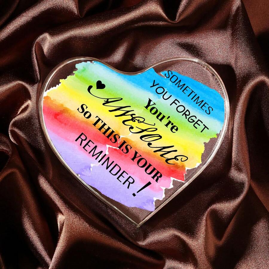 1 Piece Computer Desktop Desk Bedside Home Decoration, Home Heart Shaped Plaque Holiday Birthday Decoration Gift, Creative Desktop Crystal Decoration, Acrylic Thank You Gift Accessories - Clear - View 1