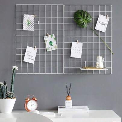现代家居墙面装饰铁艺网格北欧艺术照片展示框派对金属架网明信片DIY置物架墙面置物架收纳架浴室配件