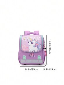 新款幼儿园儿童书包可爱独角兽恐龙卡通双肩包便携小学生休闲背包甜美女孩拉链手拿背包撞色小学生书包背包收纳袋适合女童男童儿童小学生日常上学出游使用旅游配件 - 紫色 - 查看 3