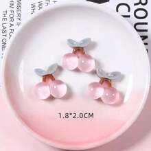 3入組混合透明水果系列樹脂diy珠寶配件,適用於奶油膠手機殼材料,包括櫻桃、菠蘿、南瓜 - 彩色 - 查看 2