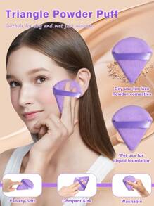 1pc Storage Bucket+7PCS Makeup Sponge+9PCS Makeup Puff Set Soft Triangle Powder Mineral Puff For Face Makeup,Suitable For Cream & Powder Concealer, Loose Powder Makeup Applicator - Multicolor - View 4