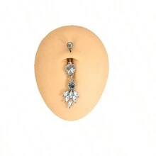 1PC Austria Crystal Body Button Rings Cute Goldfish Navel Piercing Anti-Allergic Piercing Nombril Body Jewelry - Baby Blue - View 3