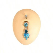 1PC Austria Crystal Body Button Rings Cute Goldfish Navel Piercing Anti-Allergic Piercing Nombril Body Jewelry - Baby Blue - View 2