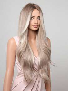 28英寸金色長捲髮綜合棕色深根混色髮型,適合女性,日常或派對使用的迷人假髮,包括假髮帽 - 彩色 - 查看 3