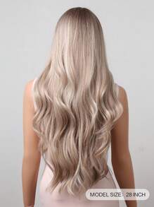 28英寸金色長捲髮綜合棕色深根混色髮型,適合女性,日常或派對使用的迷人假髮,包括假髮帽 - 彩色 - 查看 5