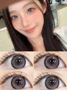 2 片/盒年抛大直径彩色隐形眼镜平光 (0.00) 度数，方便旅行万圣节服装角色扮演 - 奶味珍珠 - 查看 5