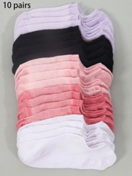 10 pares de calcetines cortos de verano para mujer, de colores surtidos, delgados, informales, de moda, transpirables y antideslizantes, calcetines invisibles