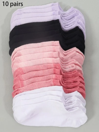 10 pares de calcetines cortos de verano para mujer, de colores surtidos, delgados, informales, de moda, transpirables y antideslizantes, calcetines invisibles
