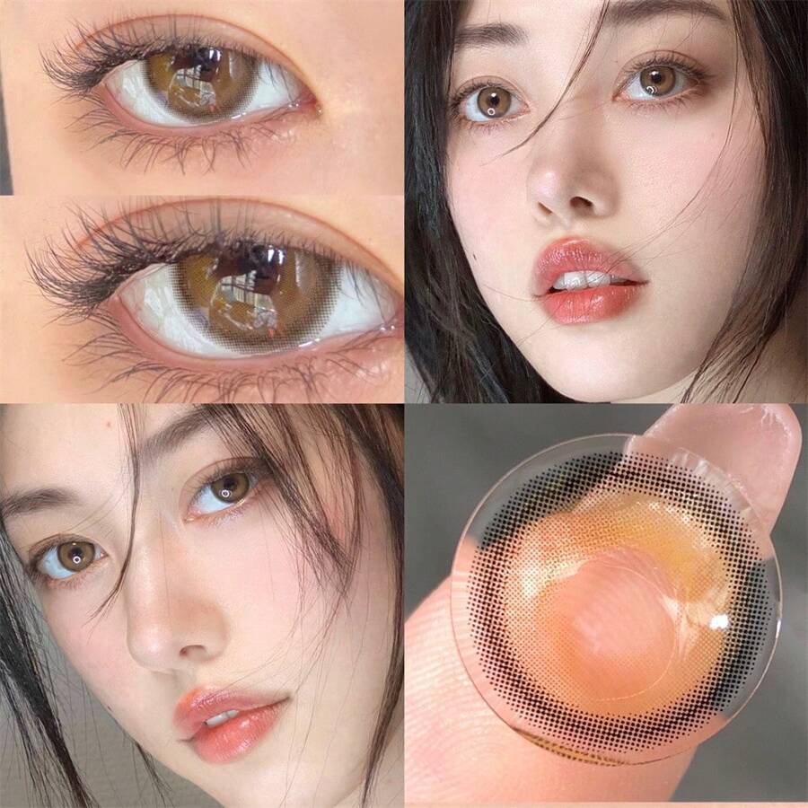 Morningcon 乳袋棕色隱形眼鏡,自然隱形眼鏡,大眼美瞳度數近視處方 - 棕色 - 查看 1