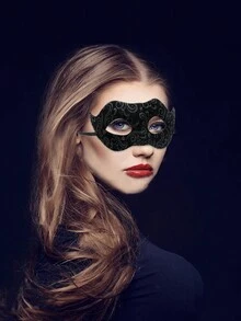 Composite Pvc Powder Sprinkled Masquerade Half-Face Mask For Halloween, Ghost Festival, Christmas Party - Grey - View 1