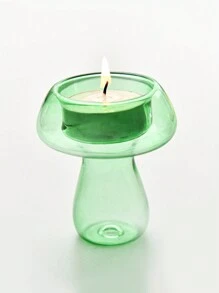 1 Máy Tính Nấm Kính Chân Nến Sáng Tạo Trong Suốt Đế Nến Chân Nến Trang Trí Nhà Phòng Khách Đồ Trang Trí - màu xanh lá - Xem 1