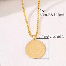 男款新款不鏽鋼圓形吊墜項鍊,時尚個性化,適合生日、派對或情人節驚喜禮物 - 銀色 - 查看 6