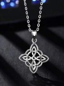 1 Pieza Collar Colgante Simple De Nudo De Brujas De Plata Esterlina 925
