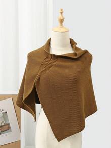 1入組女式實色針織保暖時尚多功能頭部包裹披肩,適用於冬季戶外活動、頸部保護 - 咖啡棕 - 查看 5