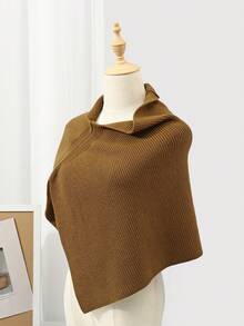 1入組女式實色針織保暖時尚多功能頭部包裹披肩,適用於冬季戶外活動、頸部保護 - 咖啡棕 - 查看 4
