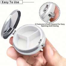 1 件口袋藥盒,緊湊型藥盒,用於日常用藥,便攜式藥盒,男女適用,小藥盒,適合旅行、錢包和口袋（銀色） - 銀色 - 查看 1