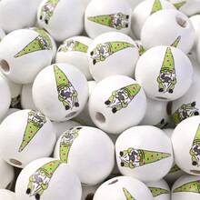 10pcs Easter Wood Beads Colorful Round Craft Bead Rabbits Egg Wood Bead For Spring Garland DIY Easter Holiday Family DIY Crafts - Multicolor - View 11