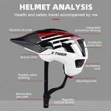 適用於男女成人的x-tiger自行車頭盔,輕巧舒適,帶可拆卸遮陽板及可調節大小,適合山地公路騎士使用 - 藍色 - 查看 4