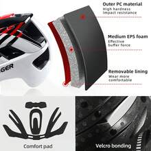 適用於男女成人的x-tiger自行車頭盔,輕巧舒適,帶可拆卸遮陽板及可調節大小,適合山地公路騎士使用 - 藍色 - 查看 3