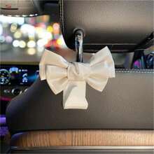 1入組汽車掛鉤座椅背部掛鉤,高級皮革可愛蝴蝶結實用汽車內部小掛鉤,適用於新款汽車禮物 - 白色 - 查看 1