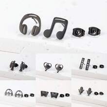 1對不鏽鋼樂器色士風耳環,適用於女人母親禮物,音樂珠寶首飾 - 黑色 - 查看 12