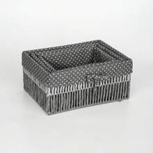 1pc Desktop Storage Basket For Cosmetics, Keys, Snacks, Coffee Table & Foyer Organizer, Woven Storage Bin - Grey - View 7