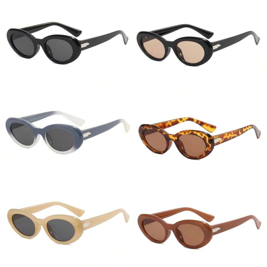 1入組pc材質橢圓框架y2k風格太陽眼鏡,凹形小框架,時尚復古街頭服飾跨境眼鏡