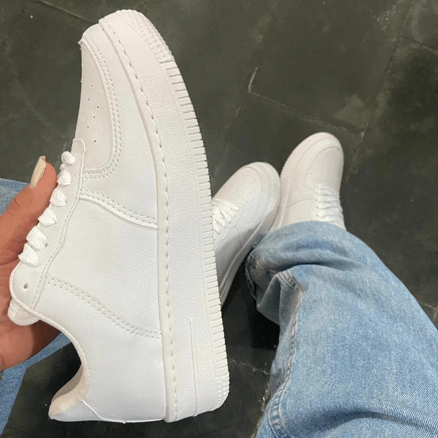 Women Wedge Sneakers - White - View 1