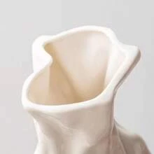 1pc Creative Ceramic Pleated Flower Vase For Living Room Home Decoration Artware, Daily Use - White - View 4