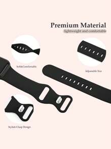 1pc Black Cute Casual Soft Silicone Sports Watch Strap Butterfly Buckle Comfortable Adjustable Waterproof Wristband, For Apple Watch Band 38/40/41/42/44/45/46/49mm, For Apple Watch Series Ultra/SE/11/10/9/8/7/6/5/4/3/2/1, Intelligent Watch Accessories - Black - View 8