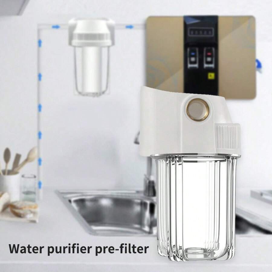 1入5英寸透明過濾瓶淨水器前置過濾器家用濾芯淨水器,適用於水龍頭、淋浴、洗衣機、熱水器等（2cm / 0.78英寸接口）,附送濾心 - 白色 - 查看 1