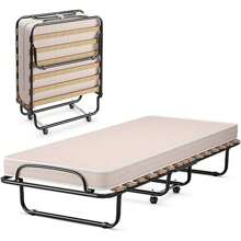 Guest Bed 80x190 Cm, Folding Bed With Mattress, Steel Frame, Single Bed Adults For Office & Bedroom (Beige) - Beige - View 1