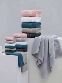 1pc Thickened Absorbent Satin Face/Hand/Bath/Beach Towel For Home Use - Pink - View 3