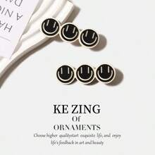 1入組專屬微笑臉型黑白色女孩簡約時尚可愛側夾髮夾，女性優雅宴會禮帽飾 - 黑色 - 查看 3