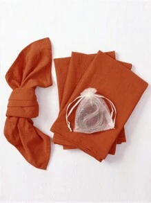 2/6/12 khăn ăn trang trí tiệc phong cách cổ điển Châu Âu và Mỹ, màu trơn, họa tiết xếp ly, thân thiện với da và thấm hút, khăn lau cốc - trái cam - Xem 4