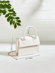 Đúng mốt Mịn màng Da bằng sáng chế Chuỗi Túi xách tay Có gương Tỏa sáng - trắng - Xem 3