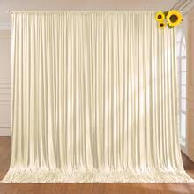 3x3 m Vorhang für Kulissen, Party-Hintergrund Vorhang Hochzeit Hintergrund, Polyester Hintergrund Vorhänge für Geburtstag Baby Dusche Taufe Brautdusche - Beige - Übersicht 3