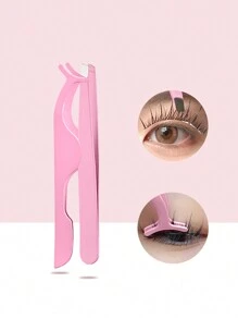 2pcs/Set False Eyelash Applicator And Stainless Steel Tweezer For Eyebrows, Eyelashes, Ingrown Hair, Beauty Tool - Pink - View 2