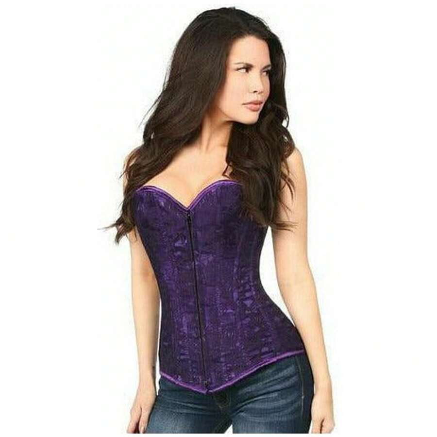 Daisy Corsets Lavish Dark Purple Lace Overbust Corset W/Zipper - Nhiều màu - Xem 1
