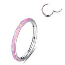 1 件透明蛋白石鼻环圈式海螺环软骨耳环耳钉 1.2 毫米粉色耳珠耳屏耳轮耳环 Rook 16G 铰链节段环金肚环、乳头环、鼻中隔环眉环唇环耳垂耳环细耳轮 6 毫米 8 毫米 10 毫米女士和男士身体穿孔首饰适合女孩的礼物 - Rose Gold with Pink Opal - 查看 1