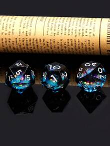 Joylord液心d&d骰子套裝-7件快沙銳邊多面體骰子-dungeons And Dragons D&d Rpg骰子套裝-d20  D10 D8 D6 D4樹脂骰子ttrpg角色扮演遊戲樹脂骰子套裝 - 黑色 - 查看 6