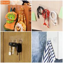 自粘掛鉤,22磅重負荷牆壁門掛鉤,透明塑料黏性掛鉤,適用於家庭廚房浴室辦公室 - 無色 - 查看 4