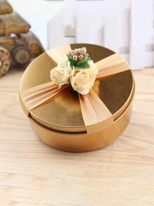 1pc Creative Personalized Wedding Tin Box For Candy And Sweets, Bridal Party Favors Gift Packaging - Gold - View 1