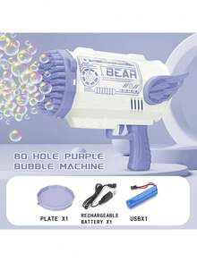 80 Hole Bubble Gun Summer Electric Bubble Machine Automatic Colorful Blower Maker Soap Toy Foroutdoor Sports Toys(Some Parts Are Sent Random) - Mint Green - View 5