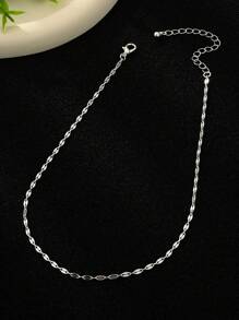 1條優雅時尚的極簡金屬頸鏈,為女士打造,非常適合當約會禮物 - 銀色 - 查看 6