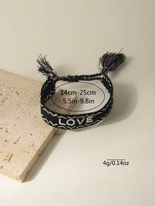 1只手工編織的愛情信繡花伸展手鍊,情人節禮物 - 彩色 - 查看 4